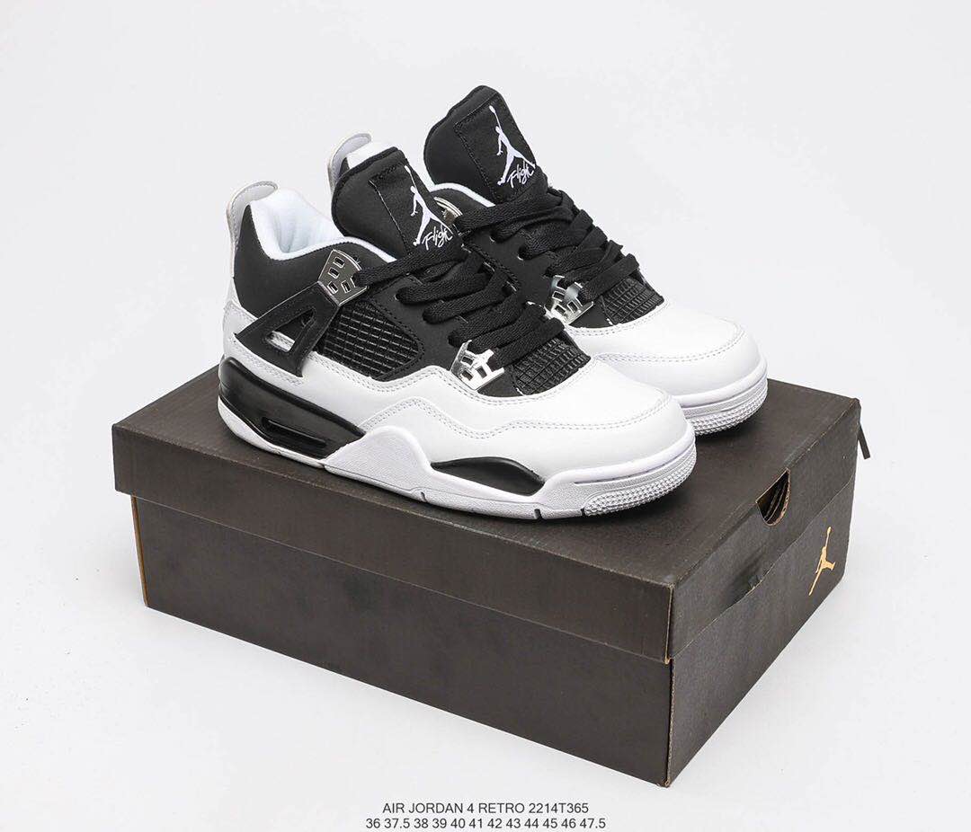 2020 Women Air Jordan 4 Retro Black White Shoes